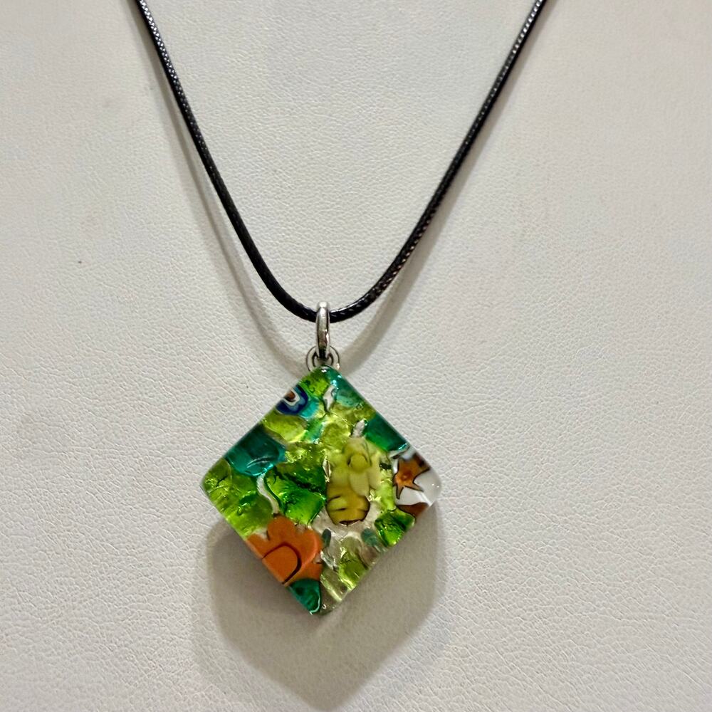 Italian Venetian Murano Glass Pendant Necklace